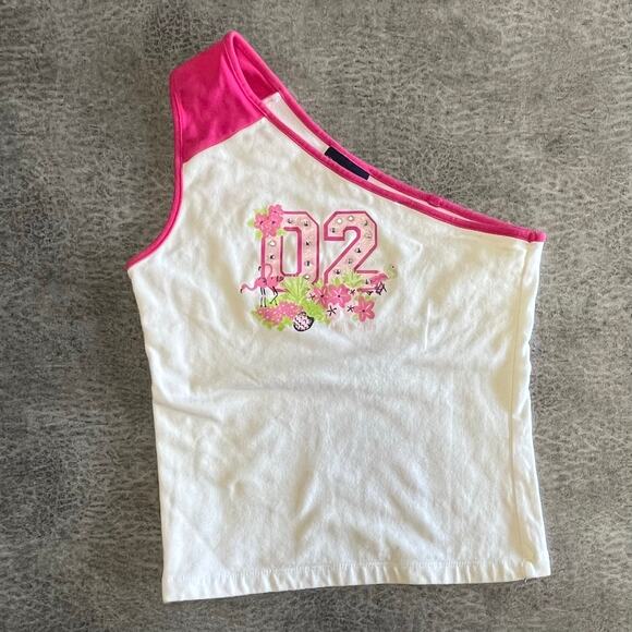 Limited Too Y2k One Shoulder Graphic Top - Picture 1 of 5